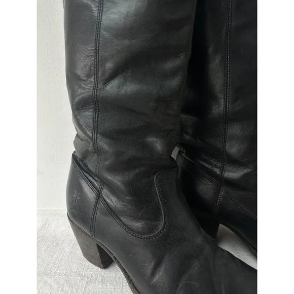 FRYE Jackie 76575 Women's 6.5B Black Leather Western Riding Boots MEXICO - Picture 6 of 14